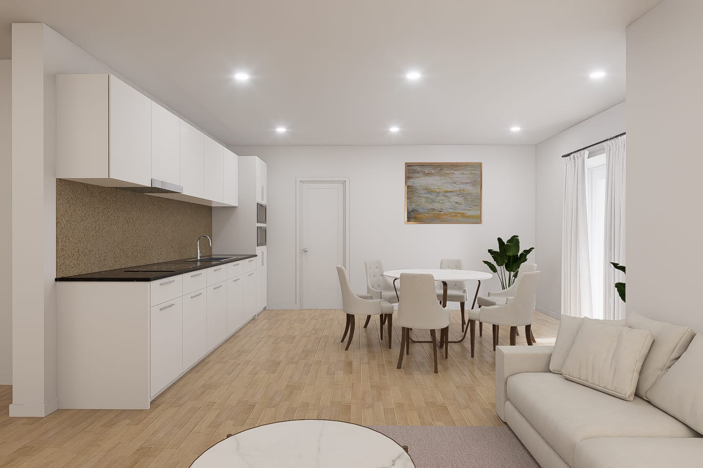 Küche mit Essbereich (Visualisierung) – 1-Zimmer-Studio, Schönenwerd